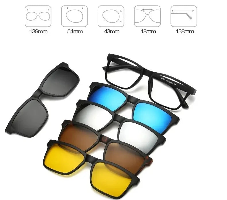 6 in 1 Magnet Clip on Sunglasses - Men and Women