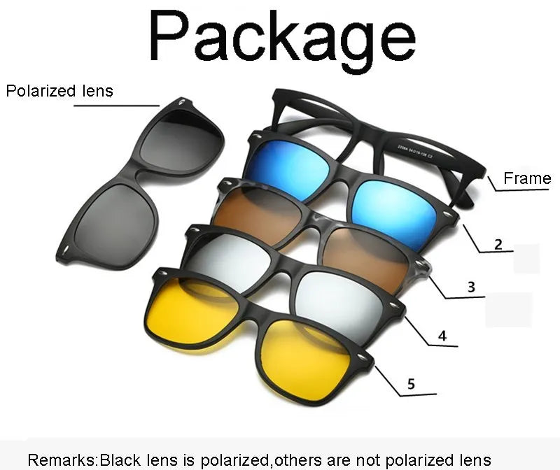 6 in 1 Magnet Clip on Sunglasses - Men and Women