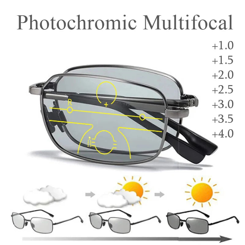 Folding Reading Glasses - Progressive Photochromic