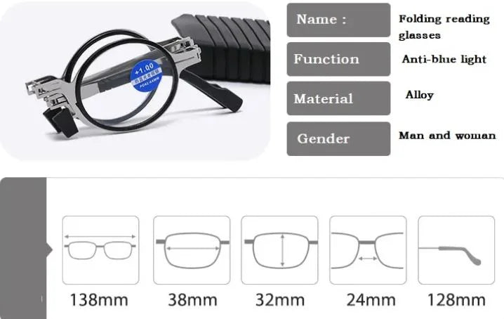 Portable Folding Reading Glasses - Anti Blue Light Eyewear