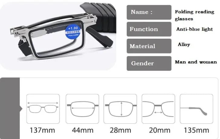Portable Folding Reading Glasses - Anti Blue Light Eyewear