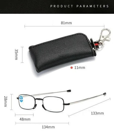 Portable Folding Reading Glasses  - With Storage Bag