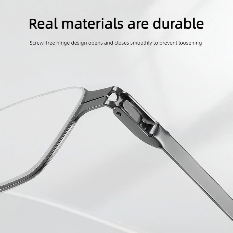 Stainless Steel Folding Reading Glasses With Compact Case