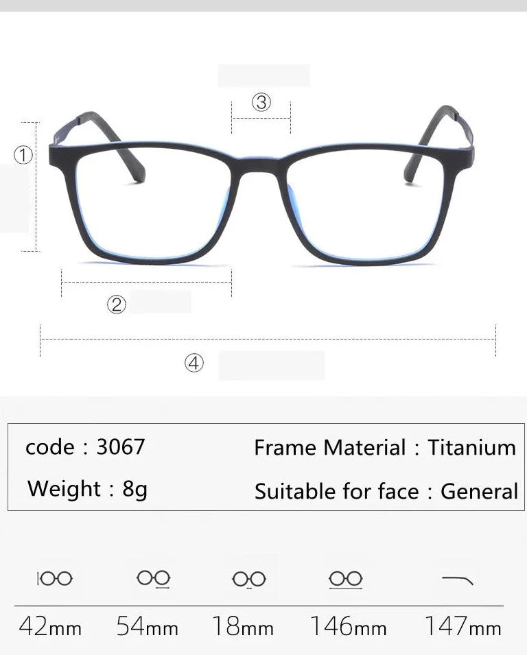 Titanium TR90 Glasses - Blue Light Blocker Titanium Frame