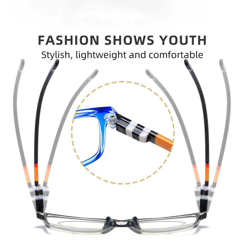 Fashion Anti-Blue Light Reading Glasses With Printed Rectangle Frame