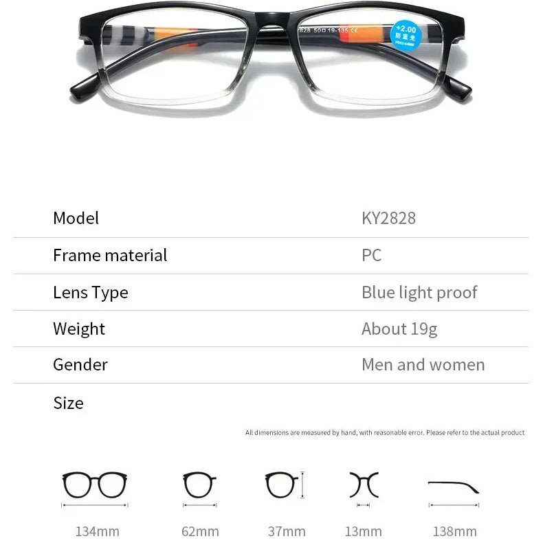 Fashion Anti-Blue Light Reading Glasses With Printed Rectangle Frame