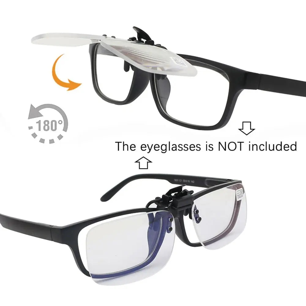 Flip Up Reading Glasses With Rimless Clip-On Lenses