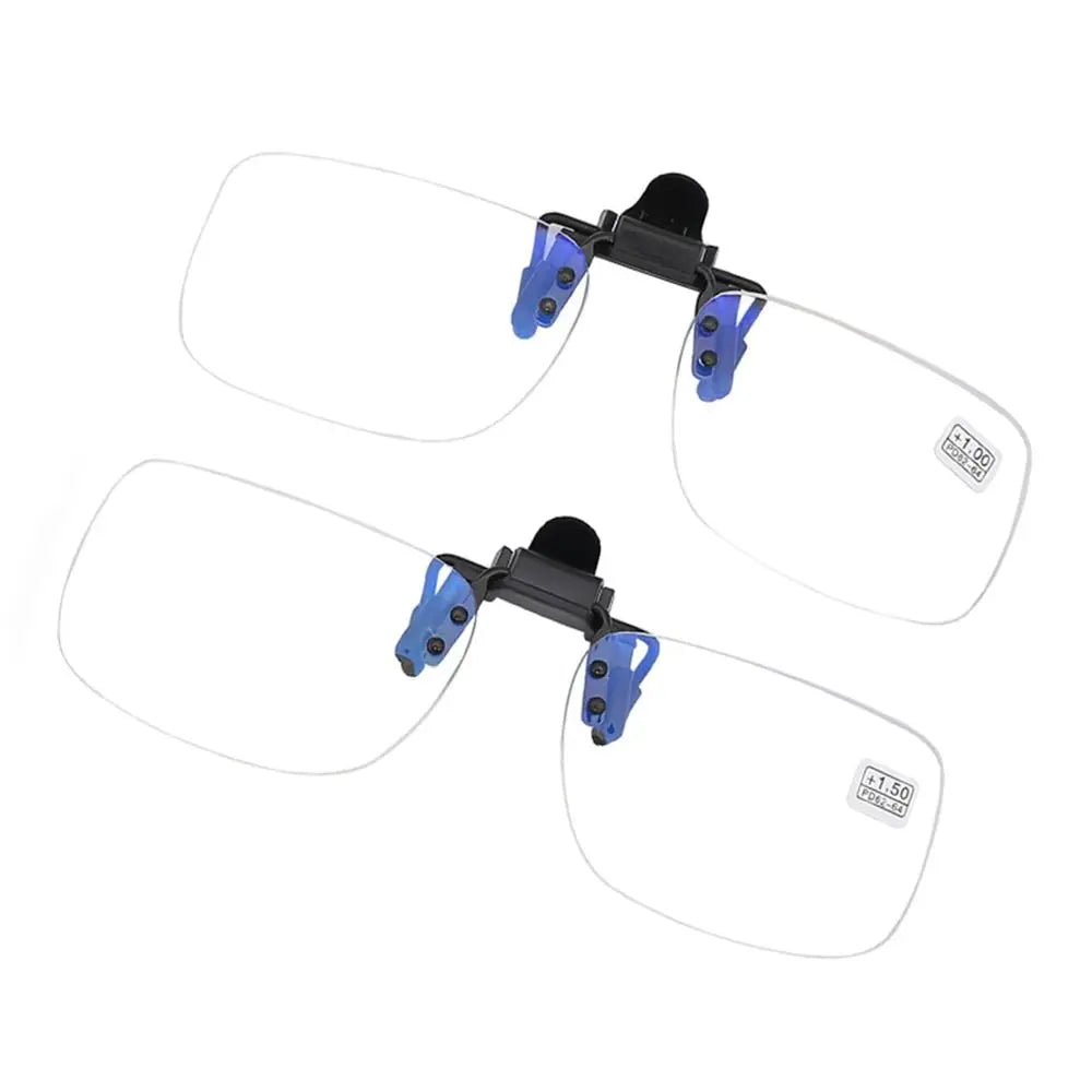 Flip Up Reading Glasses With Rimless Clip-On Lenses
