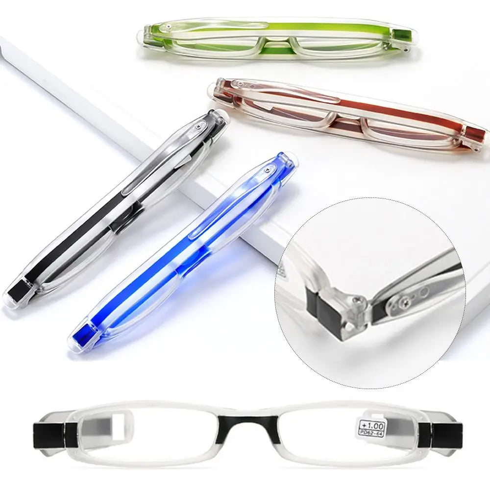 Folding Reading Glasses With 360 Degree Rotation And Clear Lenses