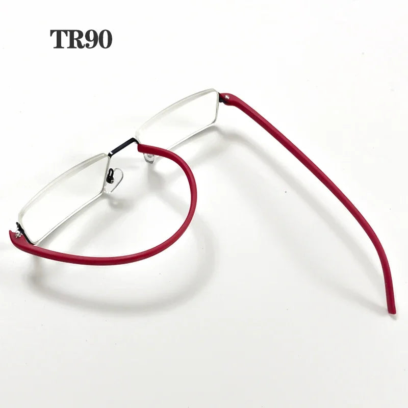 Half Frame Reading Glasses With Protective Case And Anti-Blue Light Lenses