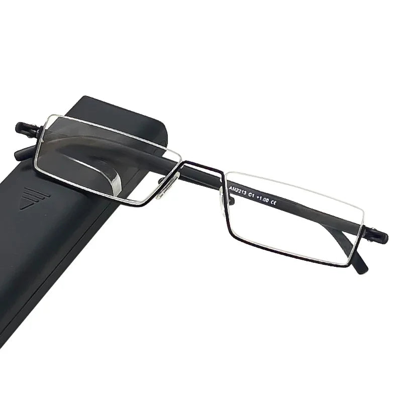 Half Frame Reading Glasses With Protective Case And Anti-Blue Light Lenses