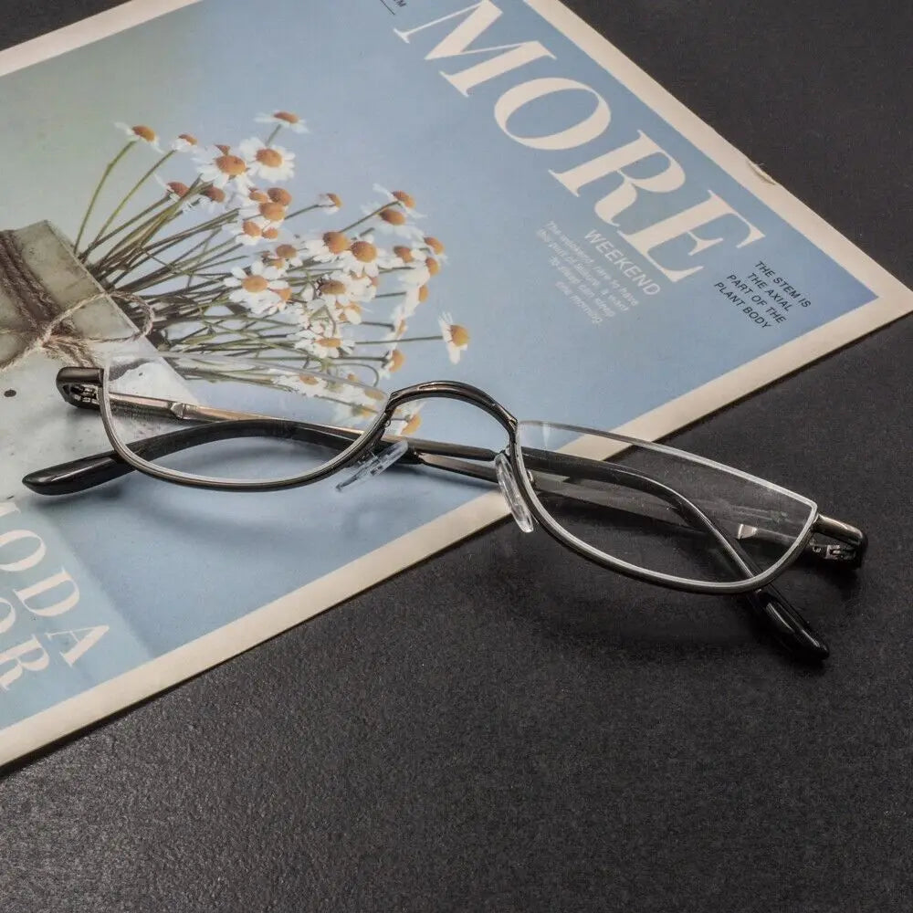 Half Moon Reading Glasses With Spring Hinge Frame