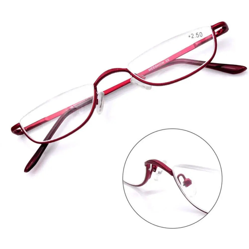 Half Moon Reading Glasses With Spring Hinge Frame