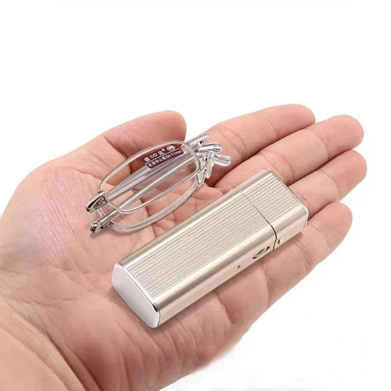 Luxury Mini Folding Reading Glasses With Metal Protective Case