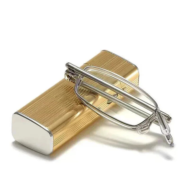 Luxury Mini Folding Reading Glasses With Metal Protective Case