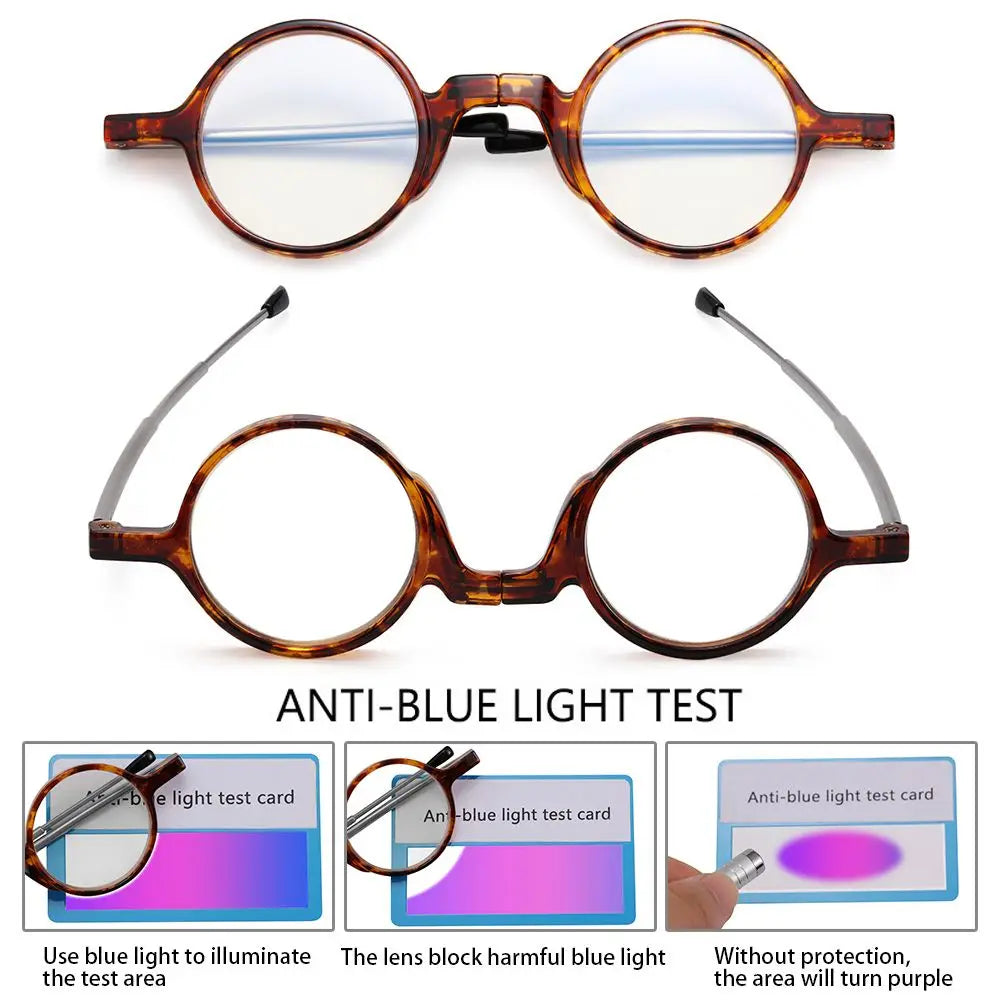 Mini Round Reading Glasses With Keychain Protective Case