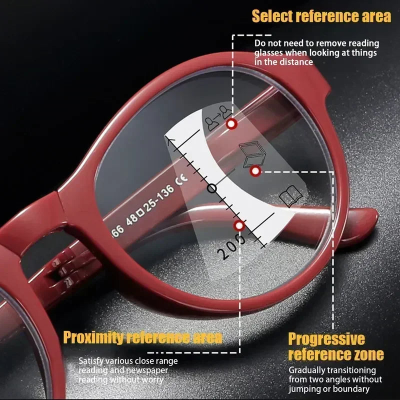 Multifocal Folding Reading Glasses With Vintage Style And Case