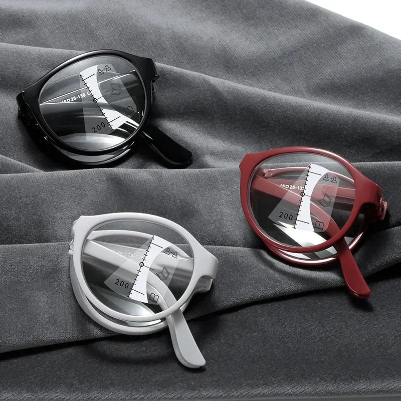 Multifocal Folding Reading Glasses With Vintage Style And Case