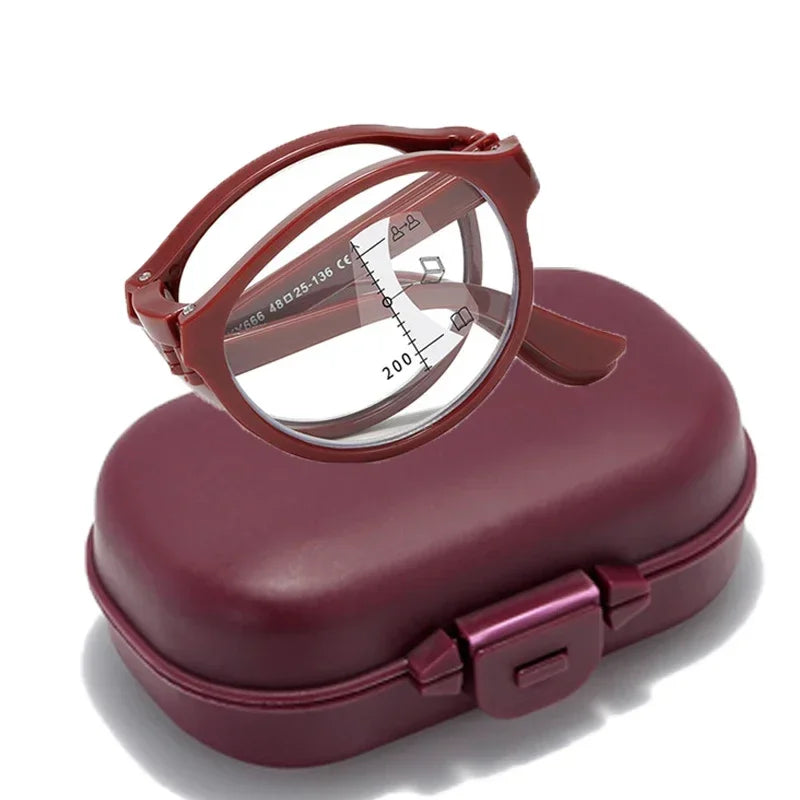 Multifocal Folding Reading Glasses With Vintage Style And Case