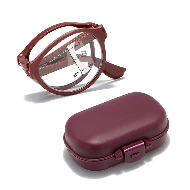 Multifocal Folding Reading Glasses With Vintage Style And Case