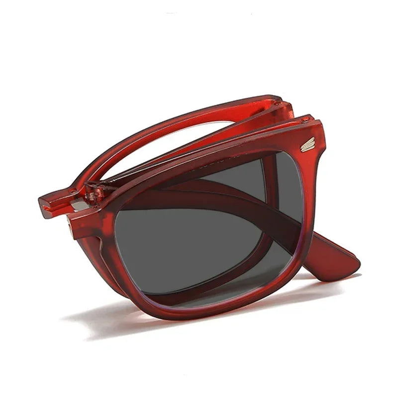 Photochromic Folding Reading Glasses With Vintage Square Frame