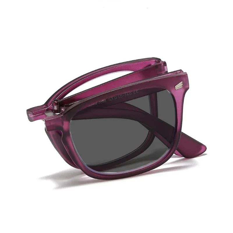 Photochromic Folding Reading Glasses With Vintage Square Frame