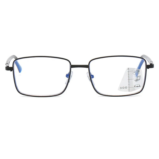 Photochromic Progressive Reading Glasses With Anti-Blue Light Rectangle Frame