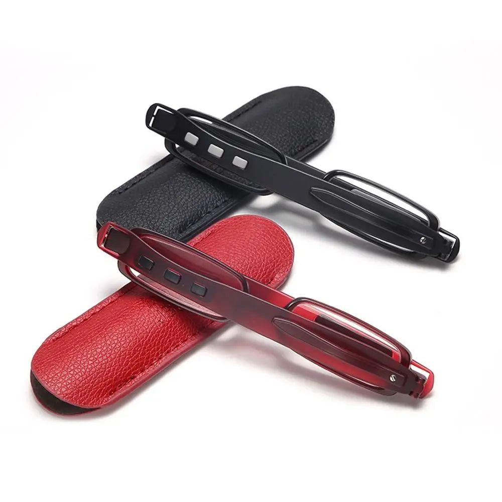 Portable Folding Reading Glasses With Leather Case And 360° Twist Design