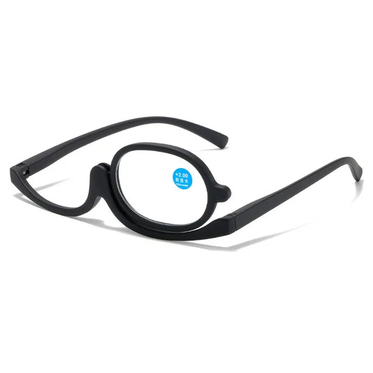 Rotating Makeup Reading Glasses With Flip-Away Oval Lens
