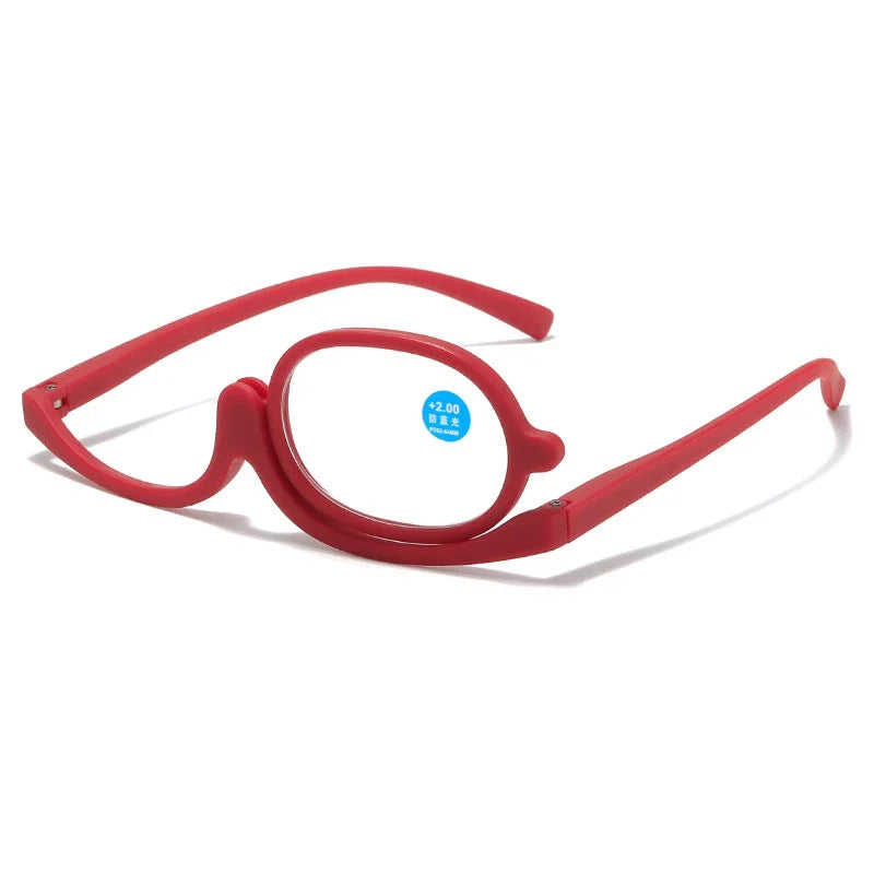 Rotating Makeup Reading Glasses With Flip-Away Oval Lens