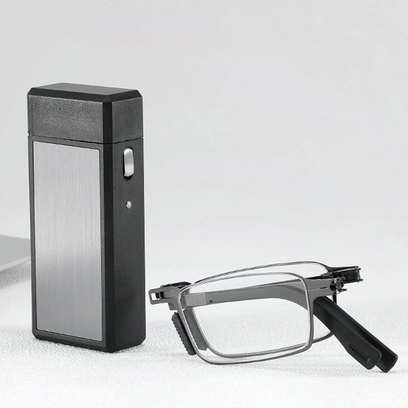 Stainless Steel Folding Reading Glasses With Compact Case