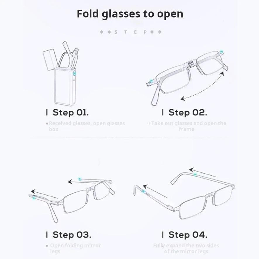 Stainless Steel Folding Reading Glasses With Compact Case