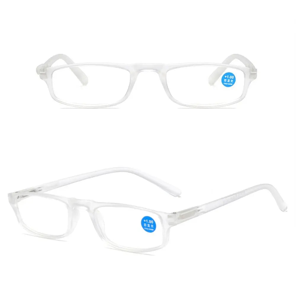 Transparent Reading Glasses With Anti-Blue Light Rectangle Frame