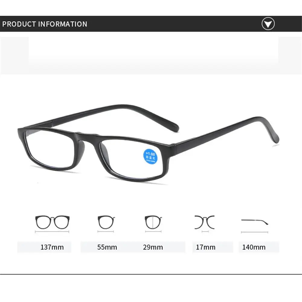 Transparent Reading Glasses With Anti-Blue Light Rectangle Frame