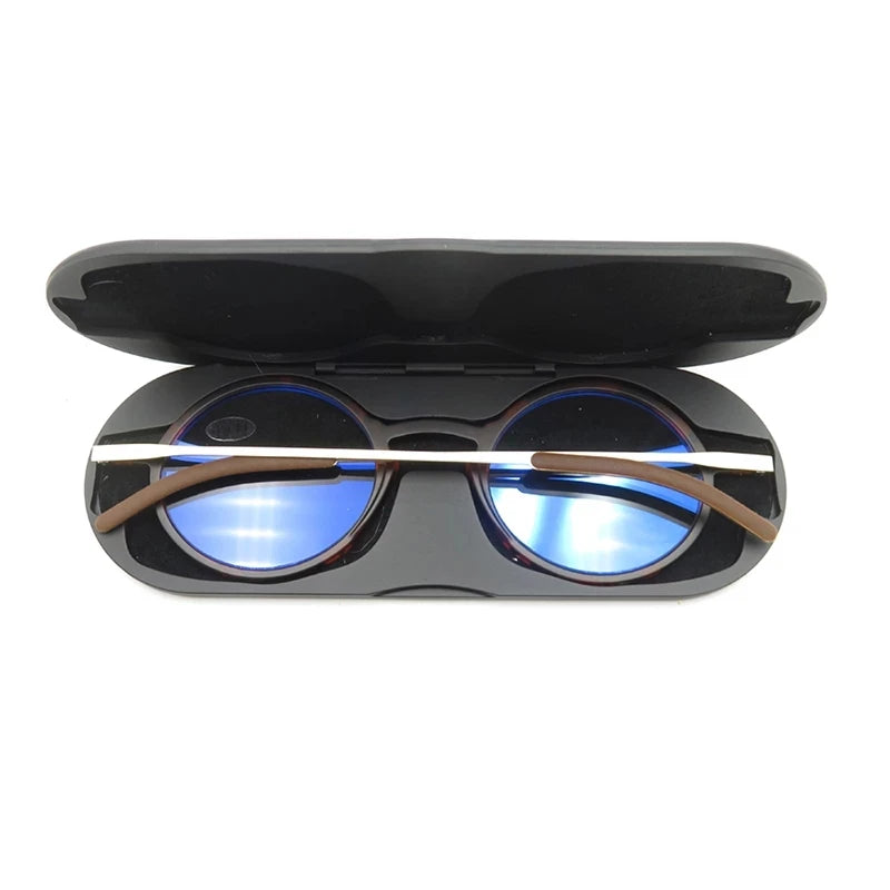Ultra-Thin Round Reading Glasses With Magnetic Case