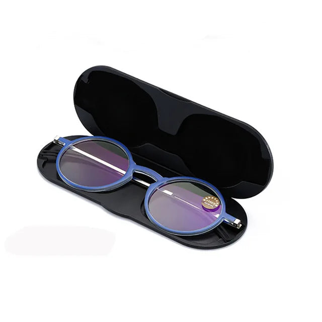 Ultra-Thin Round Reading Glasses With Magnetic Case
