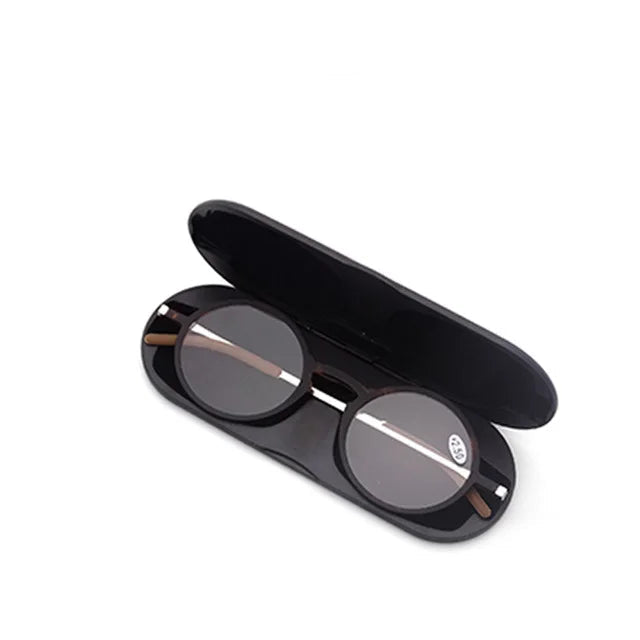Ultra-Thin Round Reading Glasses With Magnetic Case