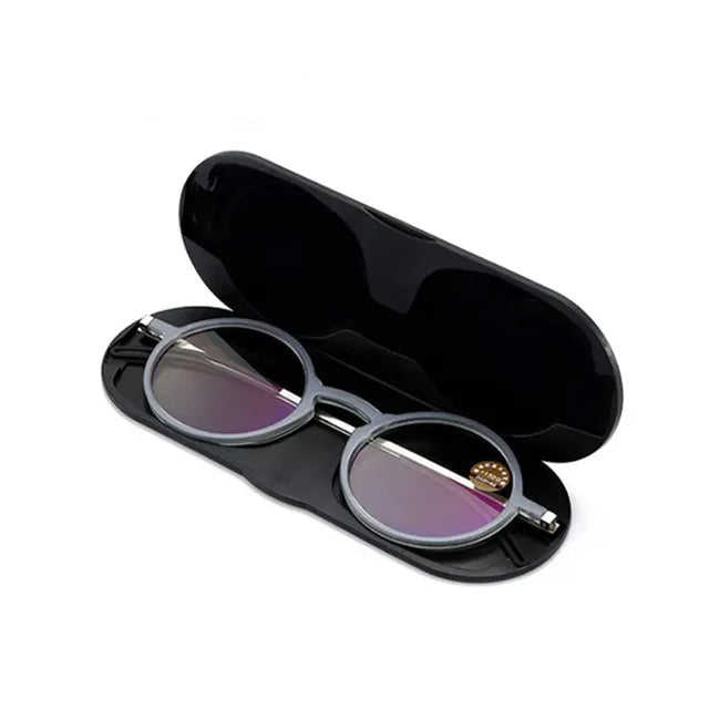 Ultra-Thin Round Reading Glasses With Magnetic Case