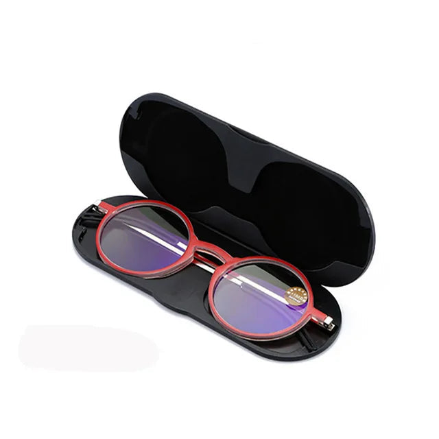 Ultra-Thin Round Reading Glasses With Magnetic Case