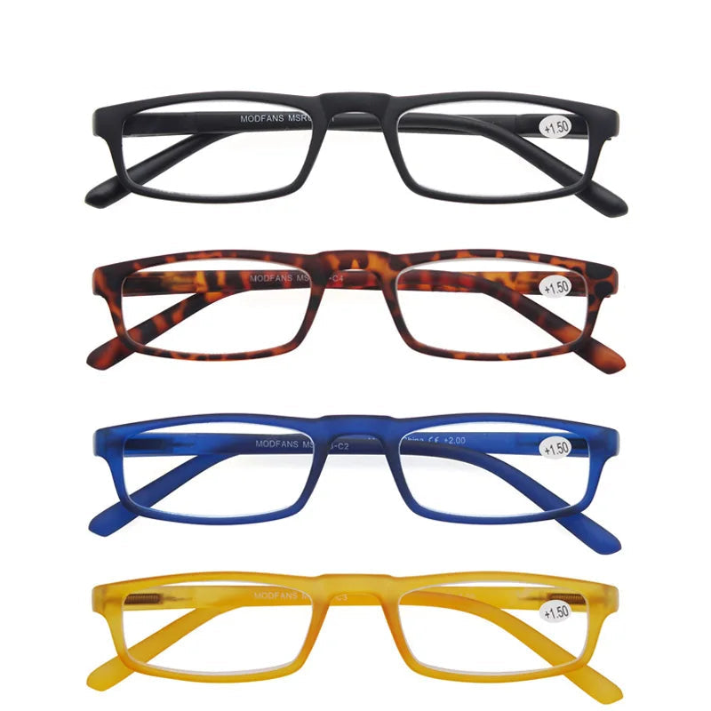 Ultralight Rectangular Reading Glasses With Spring Hinge And Case