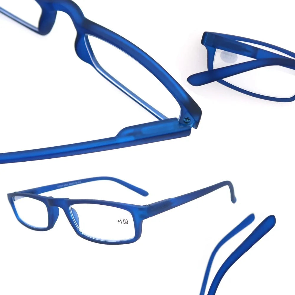 Ultralight Rectangular Reading Glasses With Spring Hinge And Case