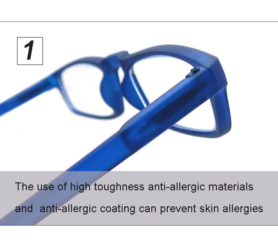 Ultralight Rectangular Reading Glasses With Spring Hinge And Case