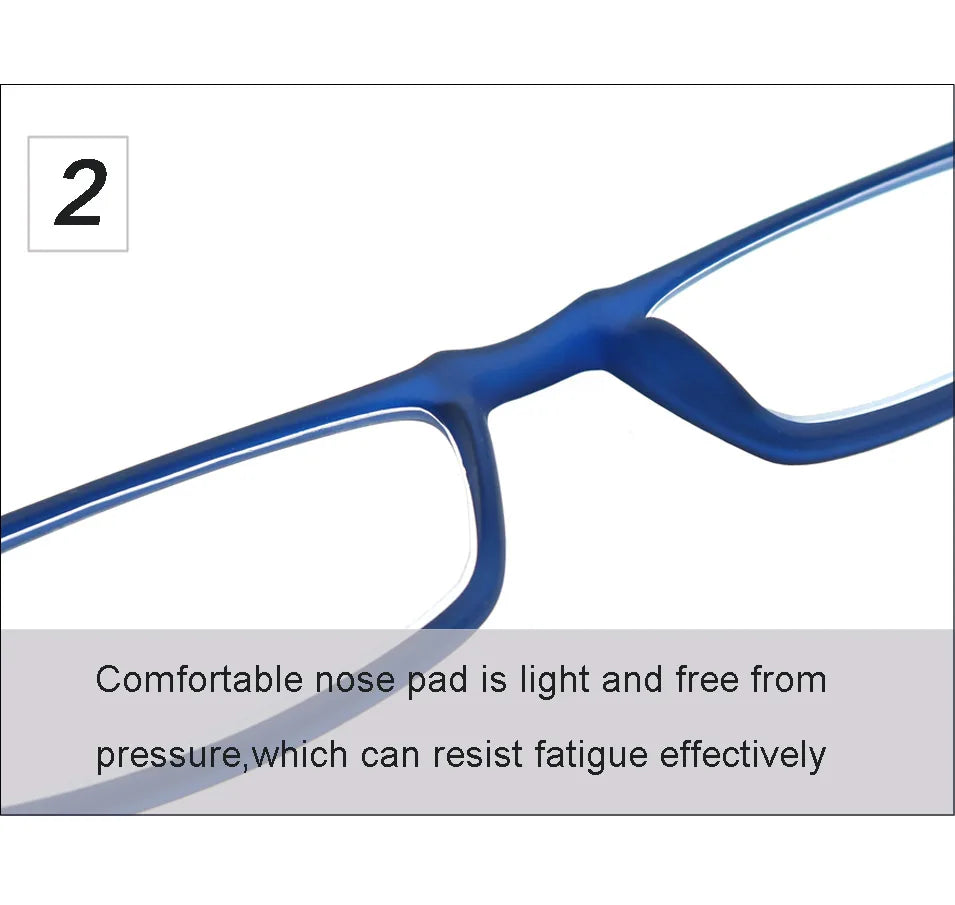 Ultralight Rectangular Reading Glasses With Spring Hinge And Case