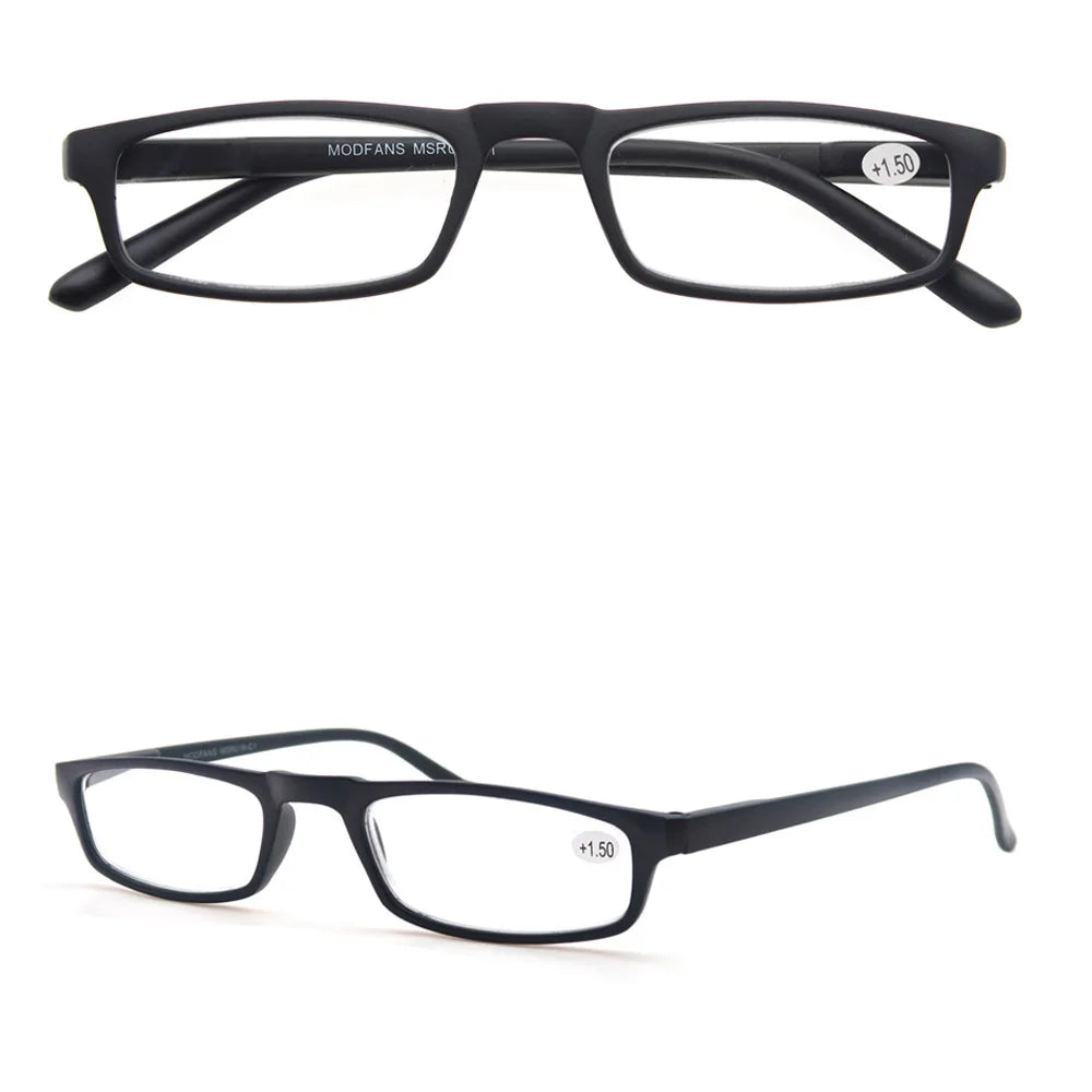 Ultralight Rectangular Reading Glasses With Spring Hinge And Case