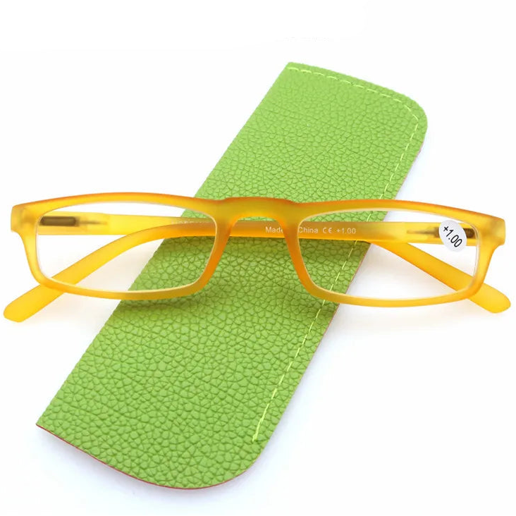Ultralight Rectangular Reading Glasses With Spring Hinge And Case