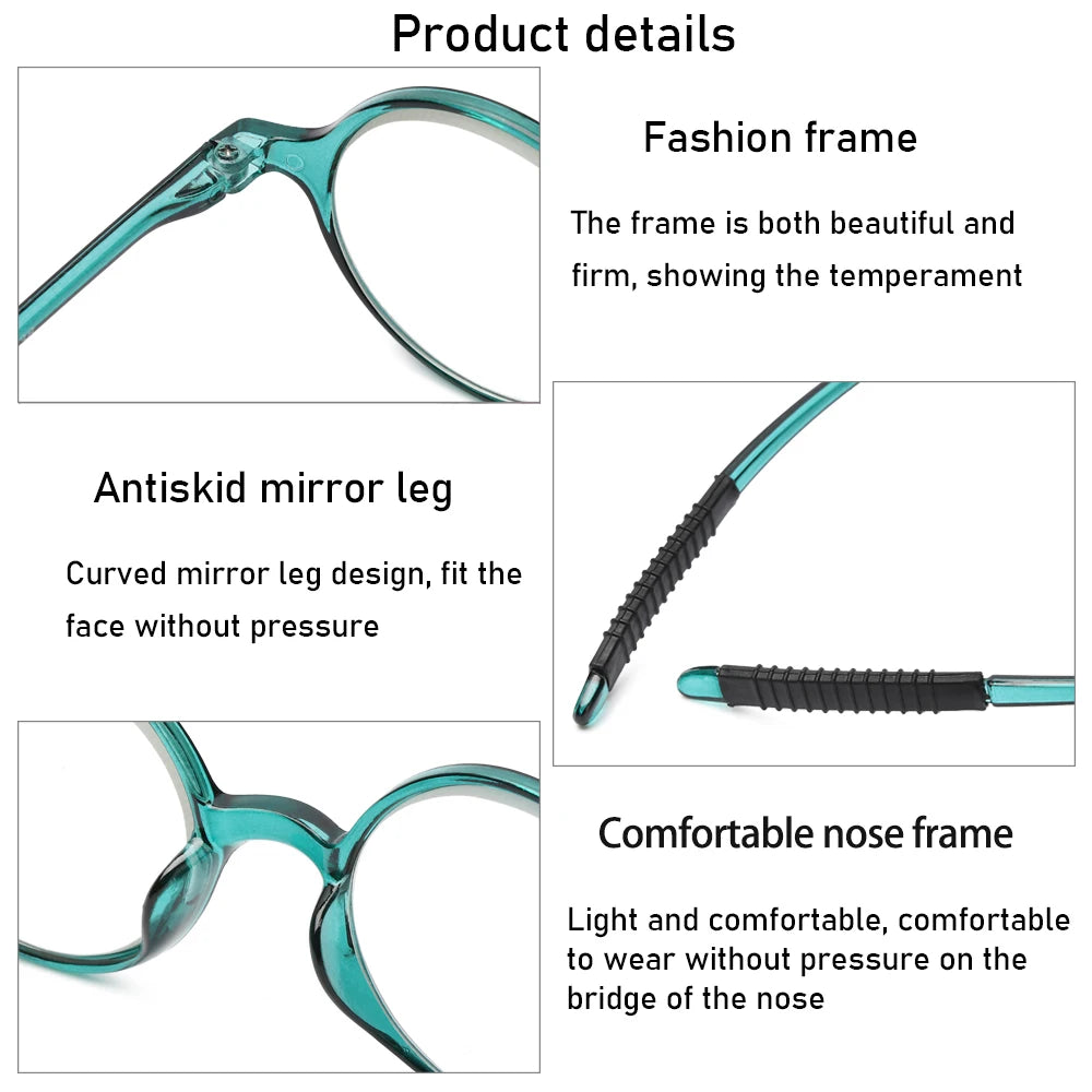 Ultralight Round Reading Glasses With Clear Polycarbonate Lenses