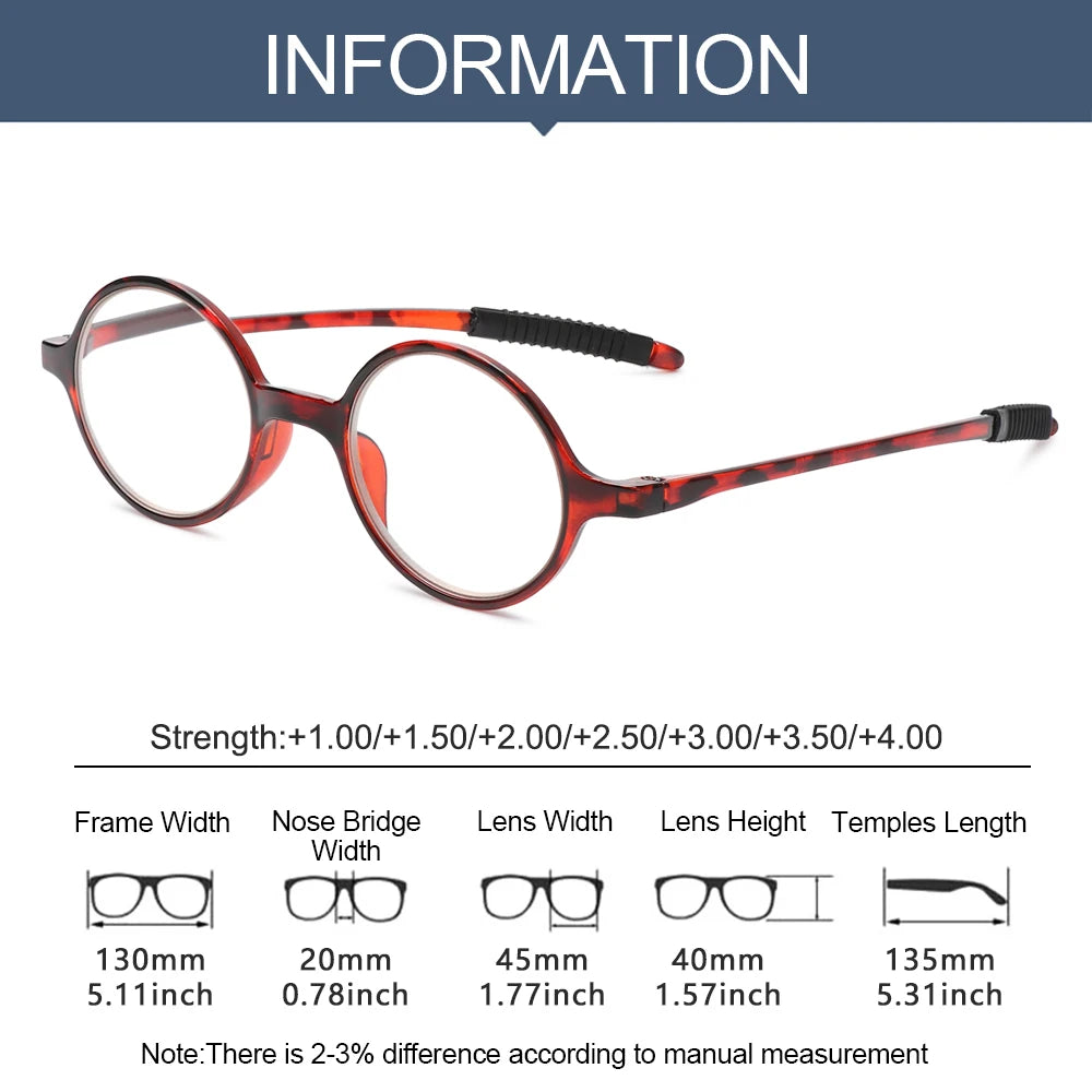 Ultralight Round Reading Glasses With Clear Polycarbonate Lenses