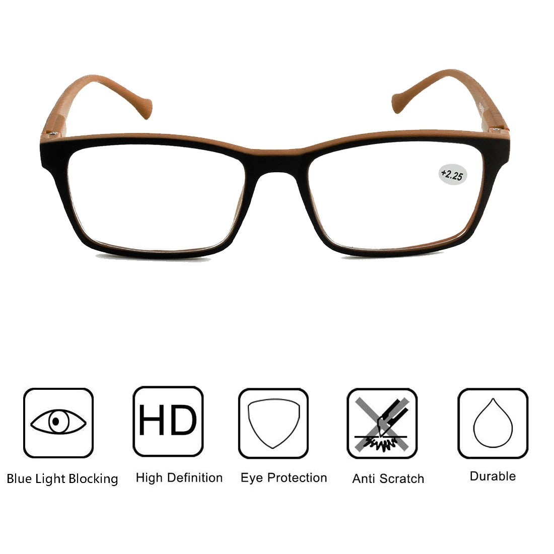 Unisex Anti-Blue Light Reading Glasses With Classic Rectangle Frame