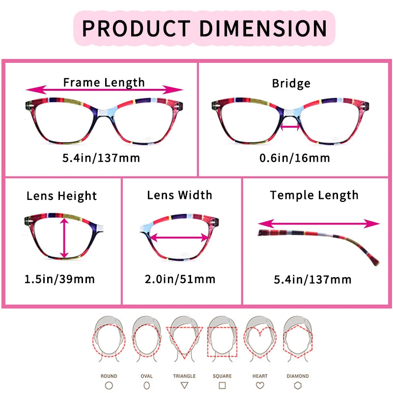 Women's Cat Eye Reading Glasses With Blue Light Resistant Lenses